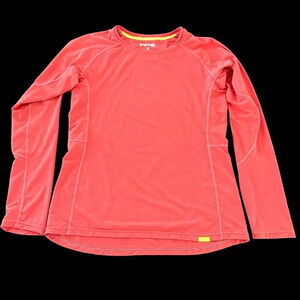 NRS Womens Small Coral Long Sleeve Mesh Top H2Core Silk Weight Running Active